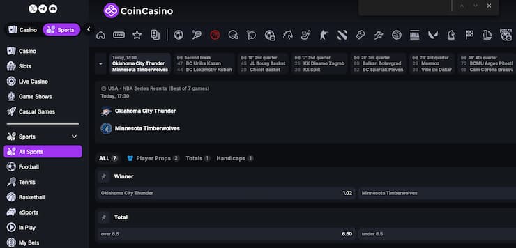 A snapshot of CoinCasino, one of our top rated North Dakota sports betting sites.